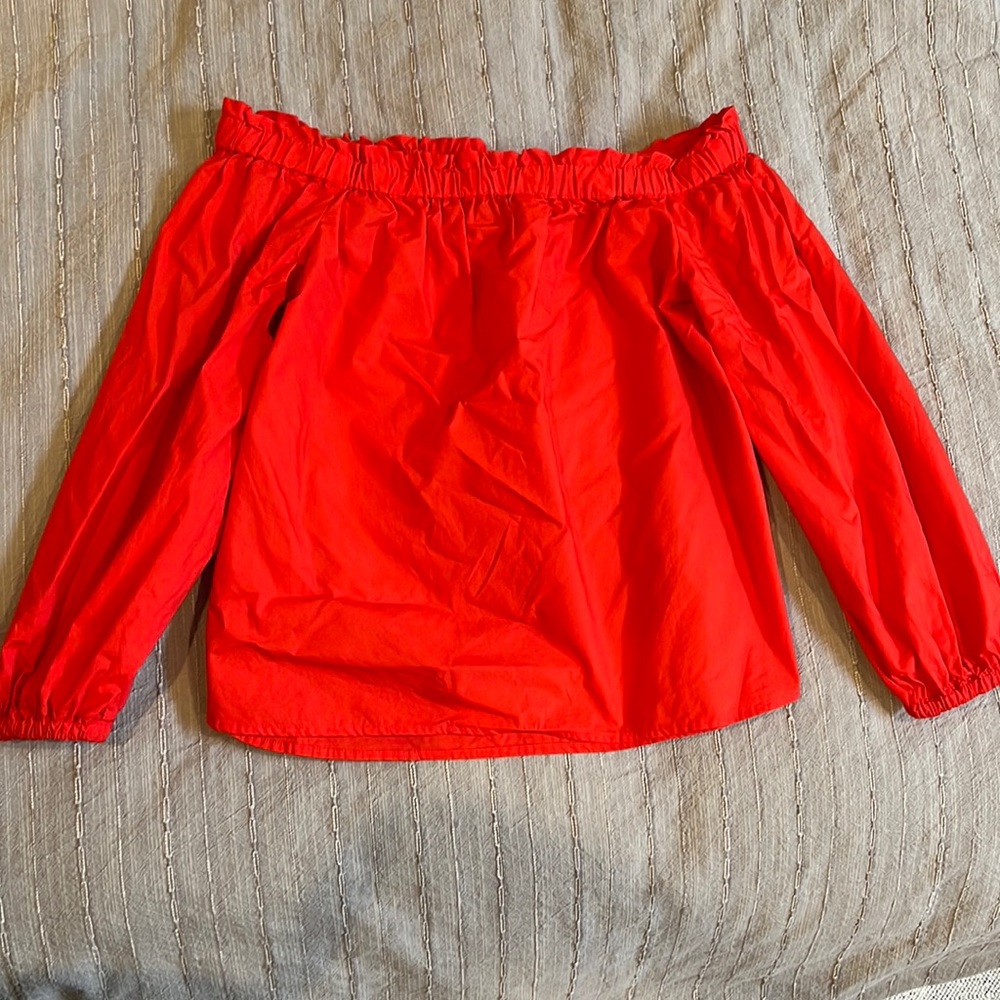 J. Crew Orange off the shoulder cotton shirt size 8